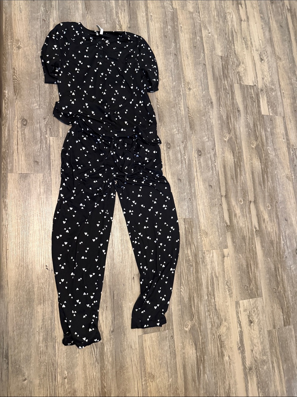 Black Heart-Print Jumpsuit - Women's Relaxed Fit